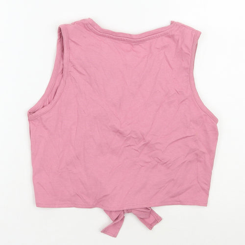 Sonneti Womens Pink  100% Cotton Cropped Tank Size 10 Scoop Neck