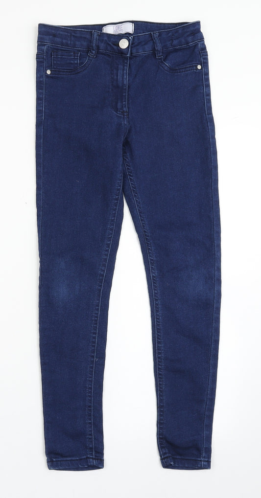Dunnes Stores Girls Blue  Cotton Skinny Jeans Size 10 Years  Regular Button