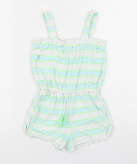 Dunnes Stores Girls Multicoloured Striped Cotton Playsuit One-Piece Size 5-6 Years  Pullover