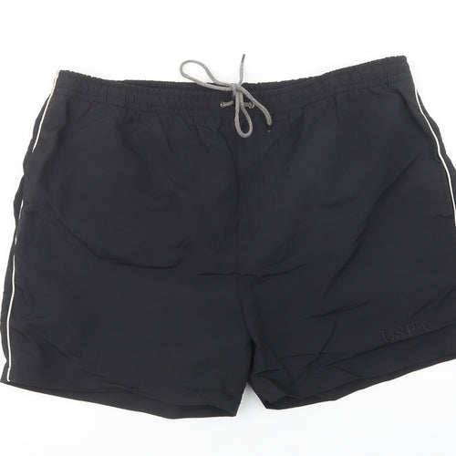US Polo Assn. Womens Black  Nylon Bermuda Shorts Size L L4 in Regular Drawstring