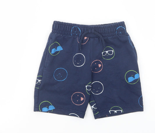 Dunnes Stores Boys Beige Geometric Cotton Sweat Shorts Size 3-4 Years  Regular Drawstring - Emojis