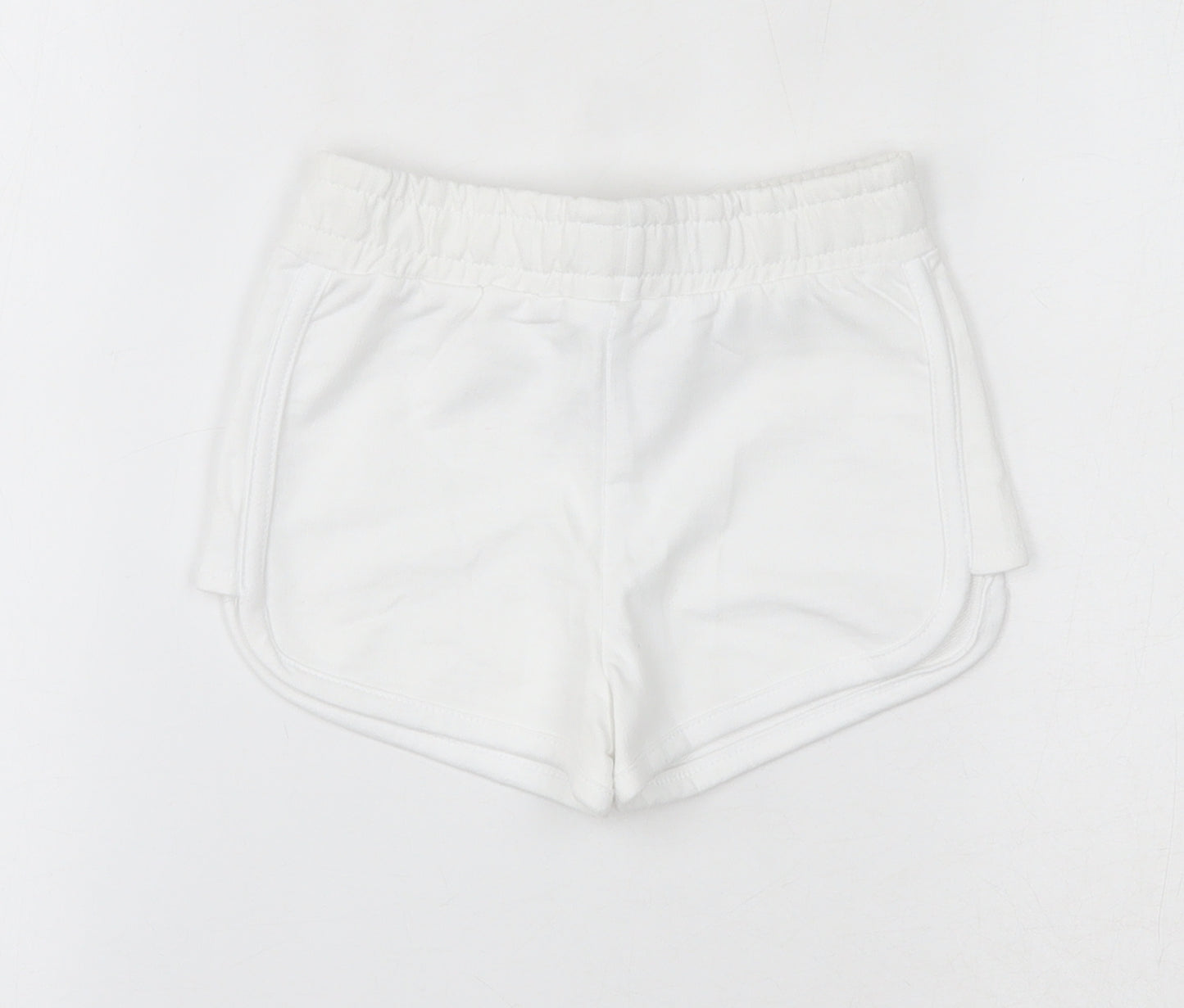Dunes Girls White  Cotton Sweat Shorts Size 5 Years  Regular Drawstring