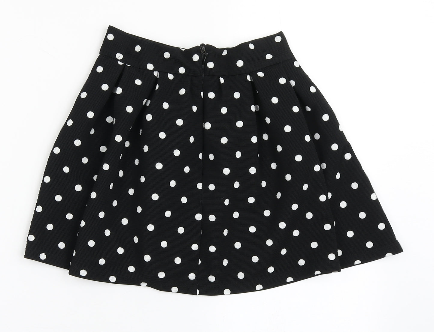 Dunnes Stores Girls Black Polka Dot Polyester Skater Skirt Size 8 Years  Regular Zip