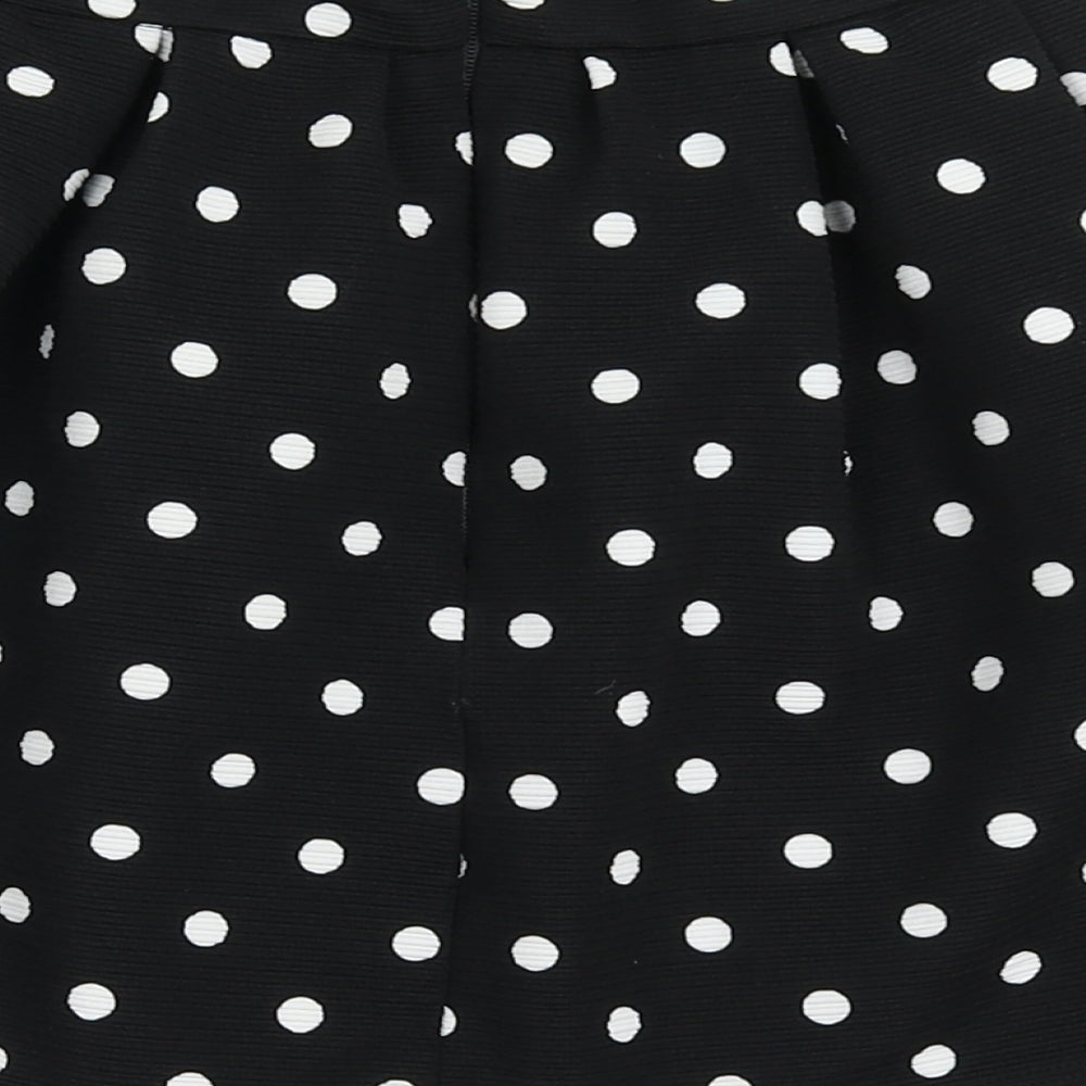 Dunnes Stores Girls Black Polka Dot Polyester Skater Skirt Size 8 Years  Regular Zip