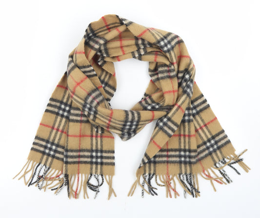 Burberry Mens Beige Plaid Wool Scarf  One Size