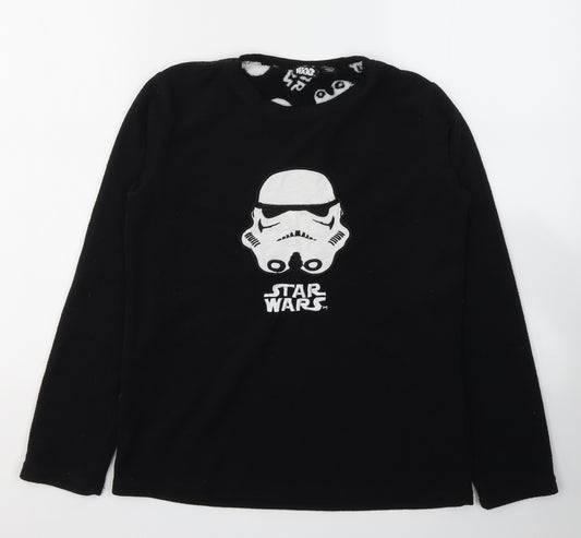 Star Wars Boys Black Solid Polyester  Pyjama Top Size 12-13 Years  Pullover