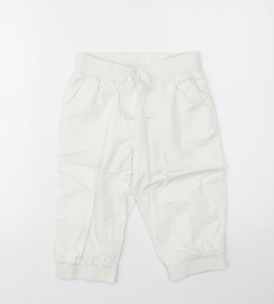 NEXT Girls White  Cotton Chino Trousers Size 9 Years  Regular Drawstring