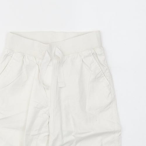 NEXT Girls White  Cotton Chino Trousers Size 9 Years  Regular Drawstring