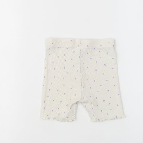 George Girls White Polka Dot Cotton Sweat Shorts Size 2-3 Years  Regular