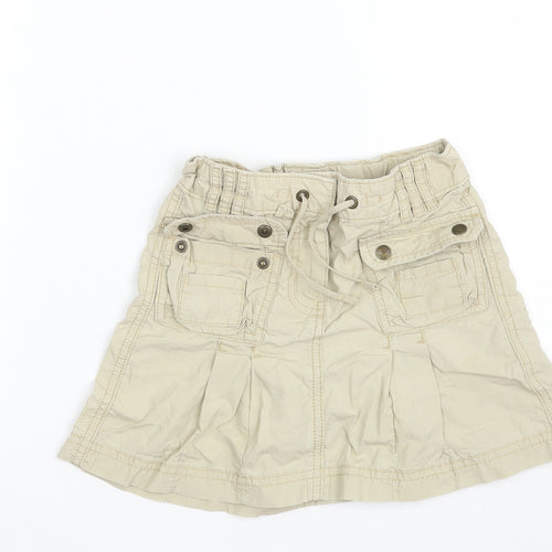 NEXT Girls Beige  100% Cotton Mini Skirt Size 5 Years  Regular Zip