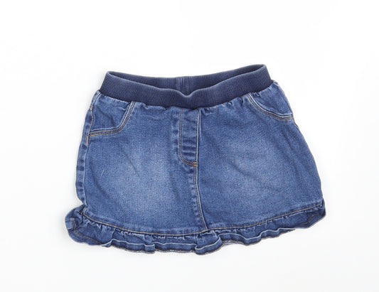 George Girls Blue  Cotton Mini Skirt Size 5-6 Years  Slim