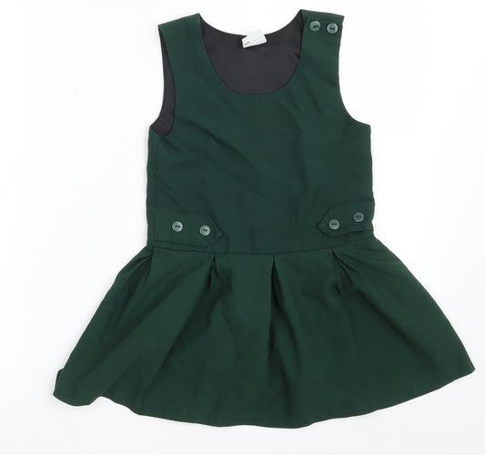Banner Girls Green  Polyester A-Line  Size 5-6 Years  Scoop Neck Button