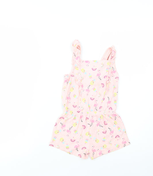 Matalan Girls Pink Geometric Cotton Playsuit One-Piece Size 5-6 Years  Pullover - Ice Cream Print