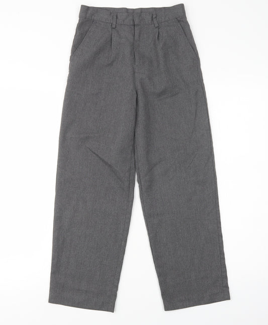John Lewis Boys Grey  Polyester Dress Pants Trousers Size 10 Years  Regular Button - School Wear