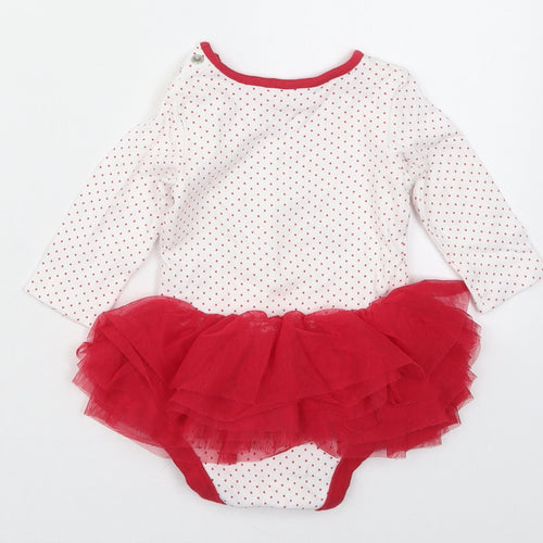 TU Girls Red Polka Dot Cotton Babygrow One-Piece Size 0-3 Months  Button - Seasons Greetings Tutu
