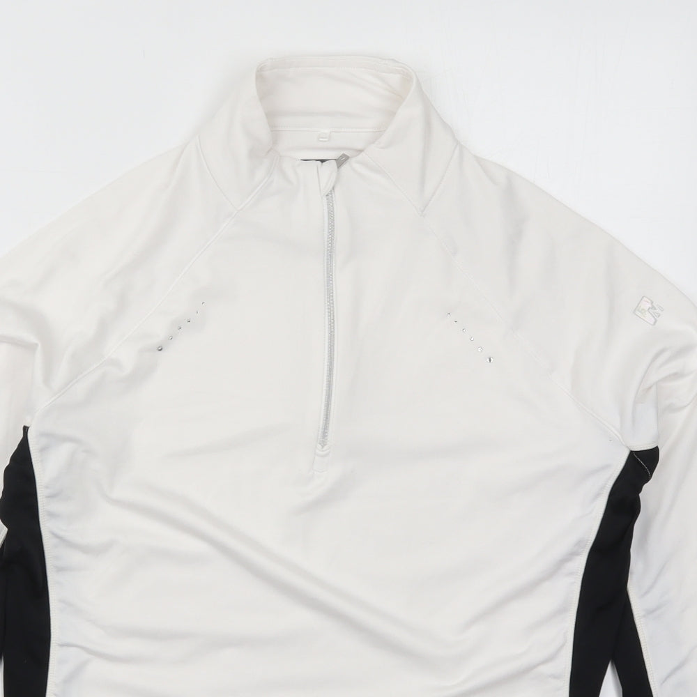 NEVICA Womens White  Polyester Basic T-Shirt Size 16 Round Neck Zip