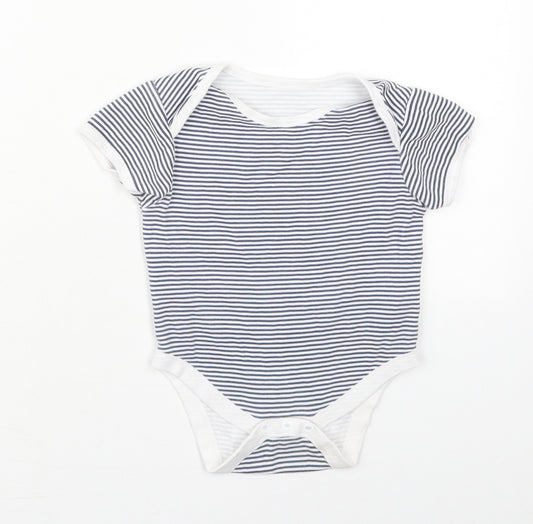 Primark Boys Blue Striped Cotton Babygrow One-Piece Size 12-18 Months  Button