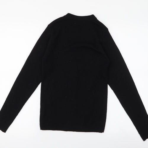 Ozone Womens Black V-Neck  Acrylic Cardigan Jumper Size S