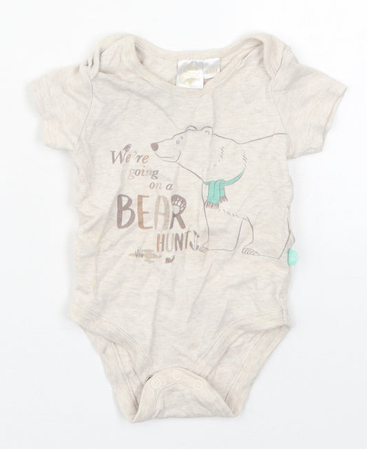 Jainco Baby Beige  Cotton Babygrow One-Piece Size 3-6 Months  Button - Bear Hunt