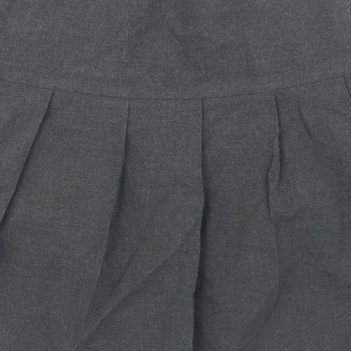 Marks and Spencer Girls Grey  Polyester Pleated Skirt Size 8-9 Years  Regular Zip - School Wear