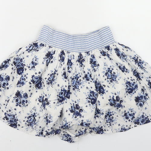 H&M Girls White Floral Viscose Flare Skirt Size 8-9 Years  Regular