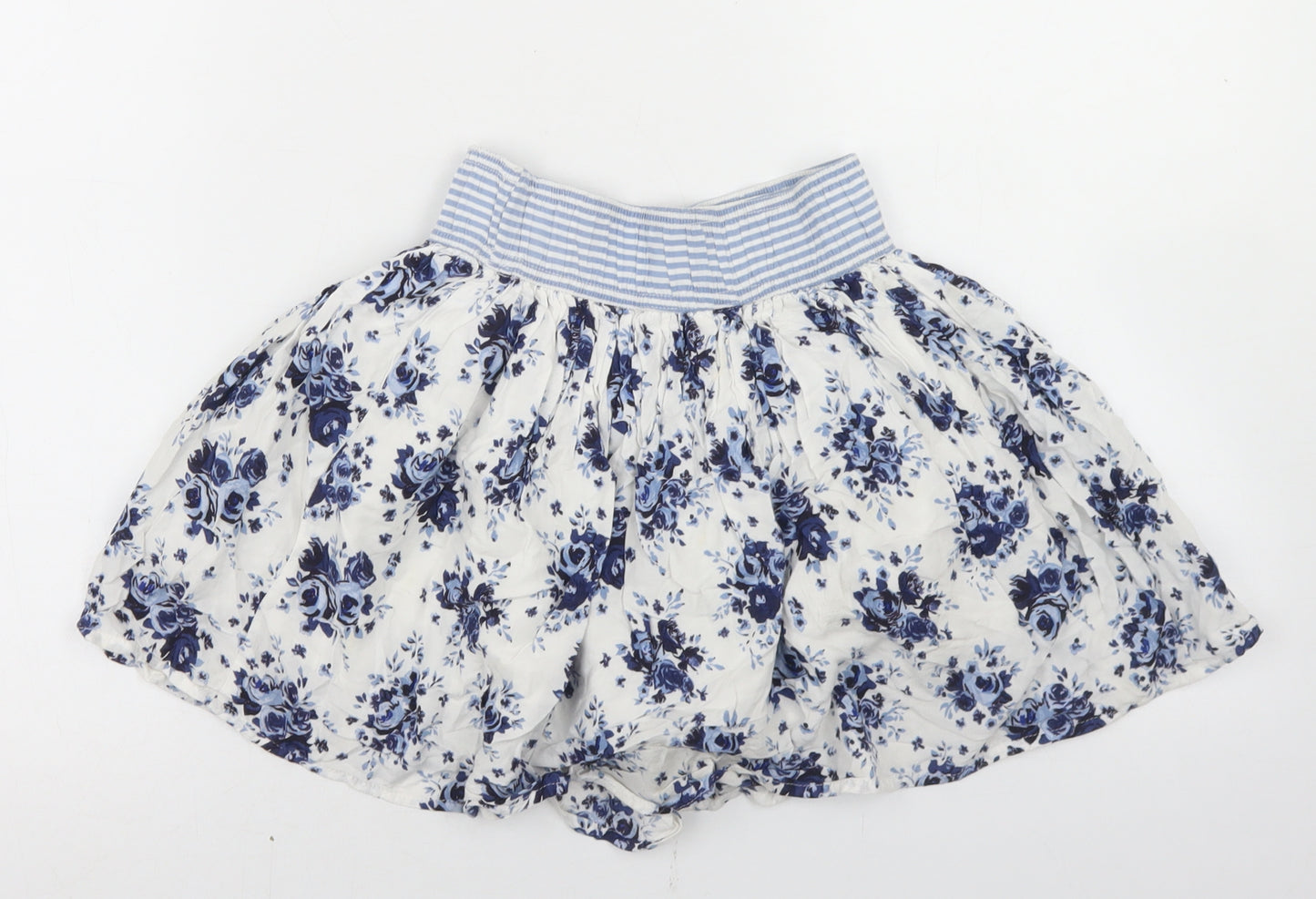 H&M Girls White Floral Viscose Flare Skirt Size 8-9 Years  Regular