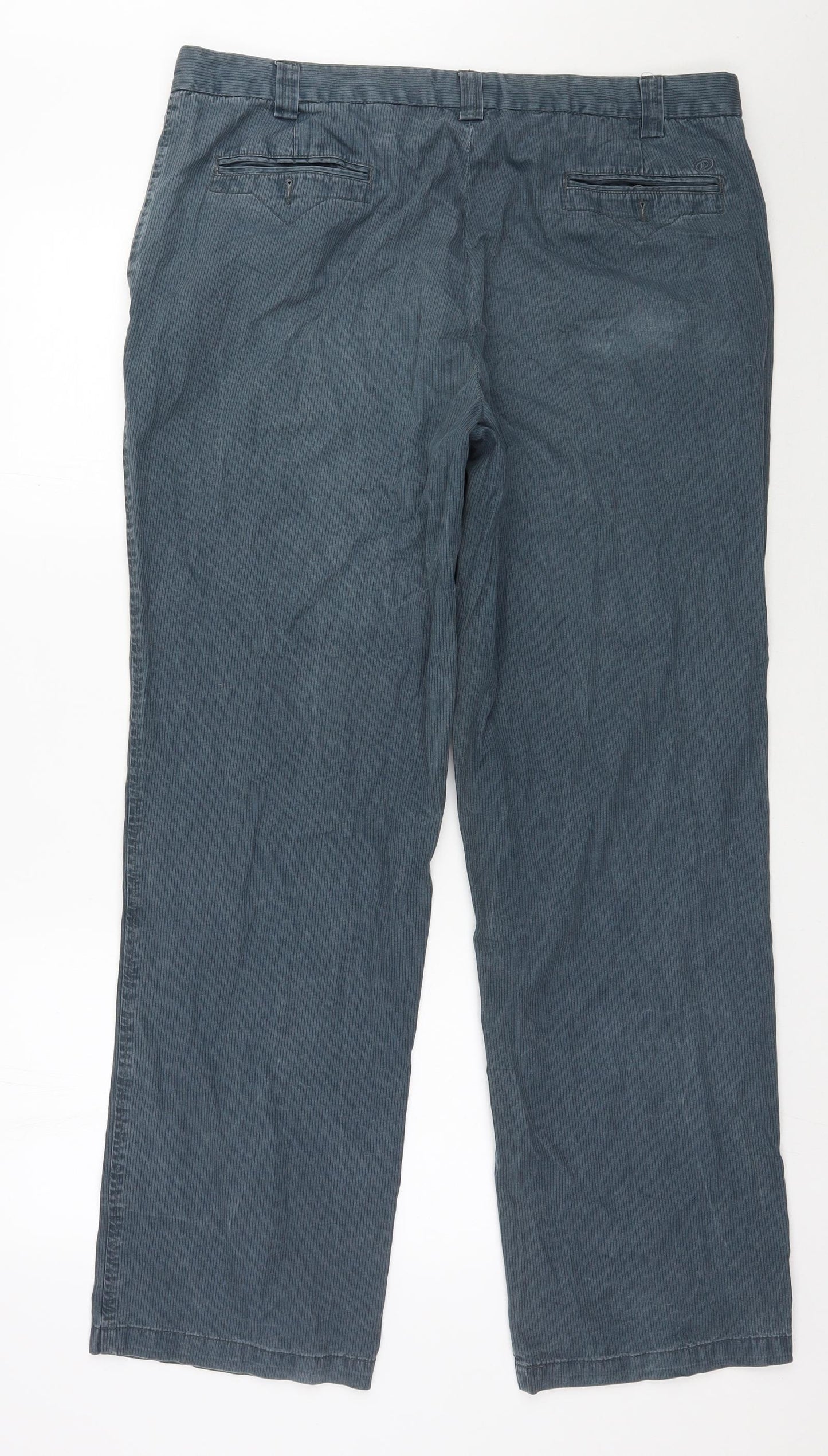 Douglas Mens Blue Striped Cotton Trousers  Size 38 in L31 in Regular Zip