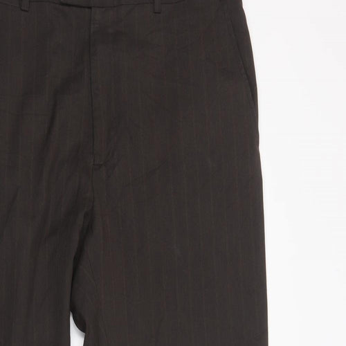 Burton Mens Brown Striped Polyester Dress Pants Trousers Size 38 in L31 in Regular Button