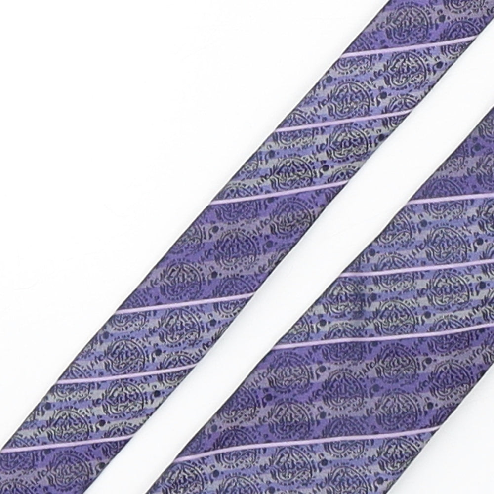 Slaters Mens Purple Paisley Silk Pointed Tie One Size