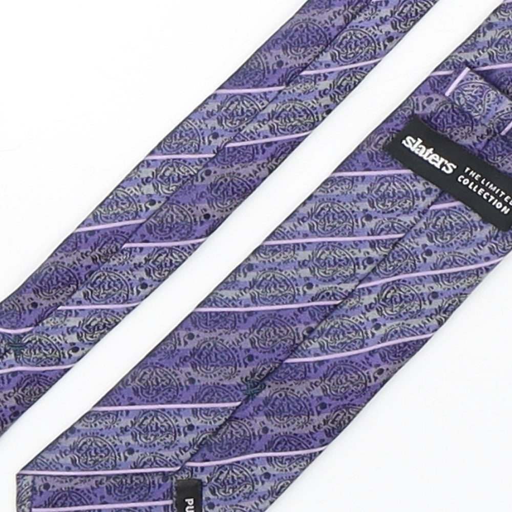 Slaters Mens Purple Paisley Silk Pointed Tie One Size
