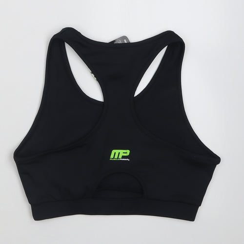 MusclePharm Womens Black  Polyester Cropped Tank Size M Scoop Neck Pullover