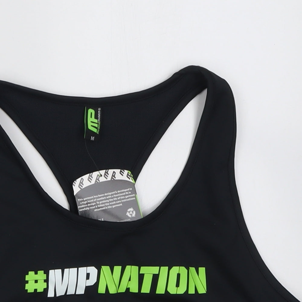 MusclePharm Womens Black  Polyester Cropped Tank Size M Scoop Neck Pullover