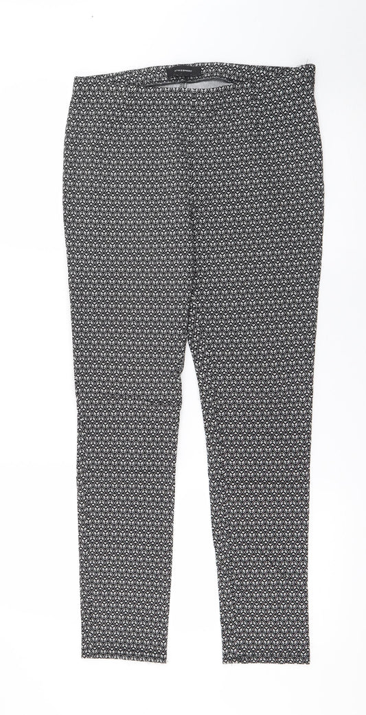 Primark Womens Black Geometric Polyester Jegging Leggings Size 12 L26 in