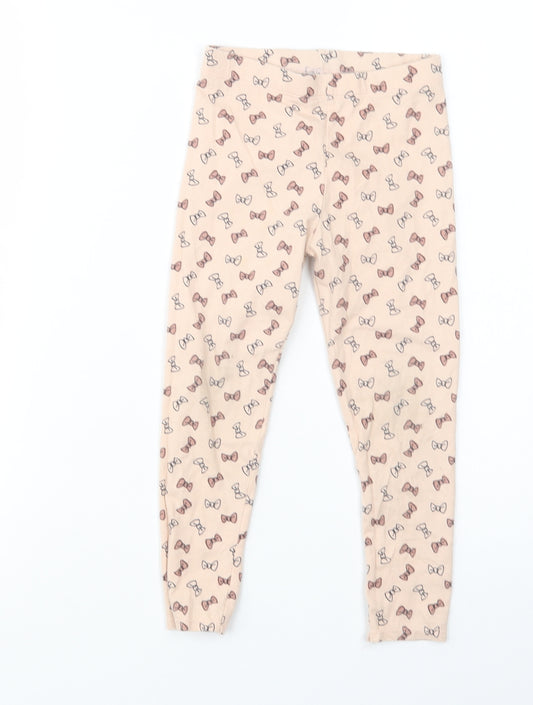 George Girls Pink Geometric Cotton Jogger Trousers Size 5-6 Years  Regular  - Bow Print