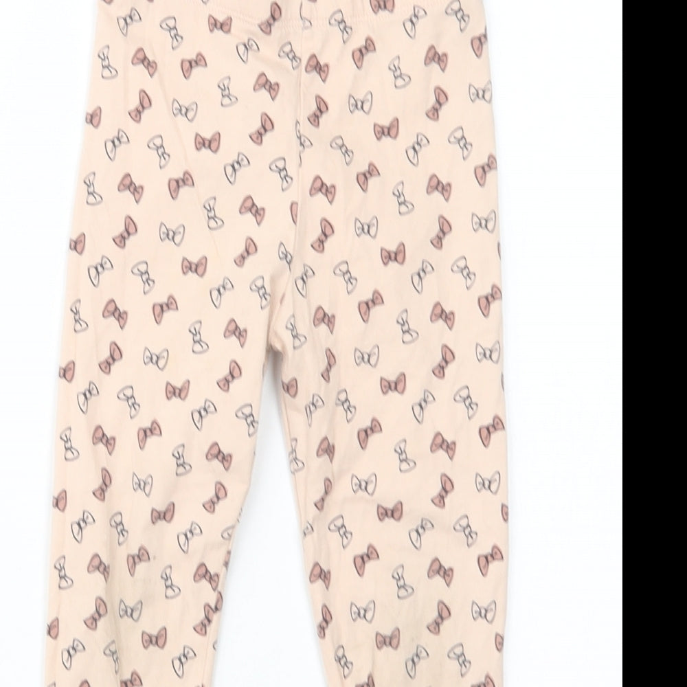 George Girls Pink Geometric Cotton Jogger Trousers Size 5-6 Years  Regular  - Bow Print