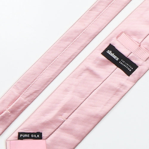 Slaters Mens Pink  Silk Pointed Tie One Size