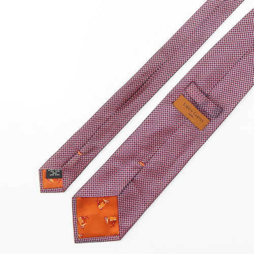 Simon Carter  Mens Red Plaids & Checks Silk Pointed Tie One Size