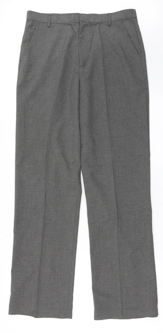 Debenhams Boys Grey  Polyester Dress Pants Trousers Size 16 Years  Regular Zip - School Wear