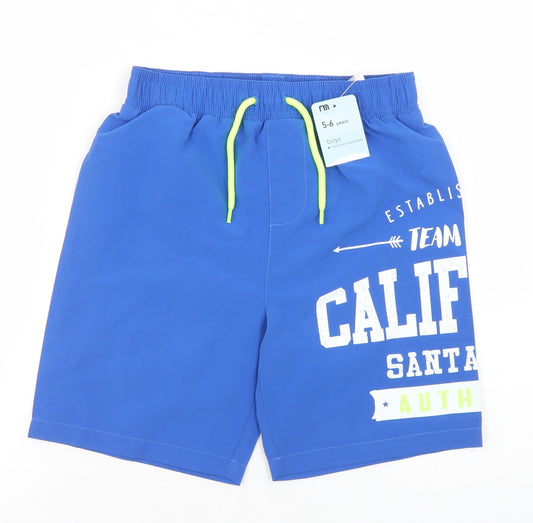 Mothercare Boys Blue  Polyester Bermuda Shorts Size 5-6 Years  Regular Drawstring - Board Shorts