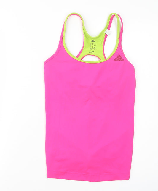 adidas Womens Pink  Polyester Basic Tank Size XS Scoop Neck Pullover