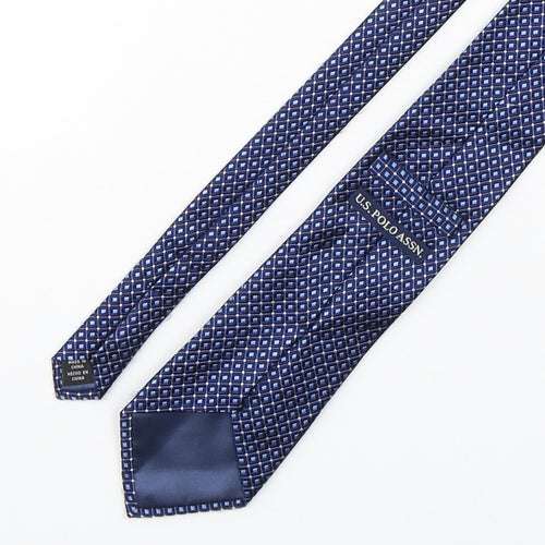 US Polo Assn. Mens Blue Plaids & Checks Silk Pointed Tie One Size