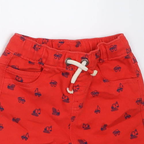 George Boys Red Geometric Cotton Bermuda Shorts Size 2 Years  Regular Tie - trucks