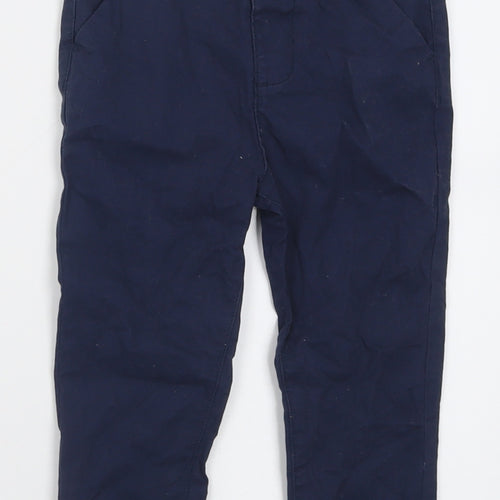 Primark Boys Blue  Cotton Capri Trousers Size 2 Years  Regular Button