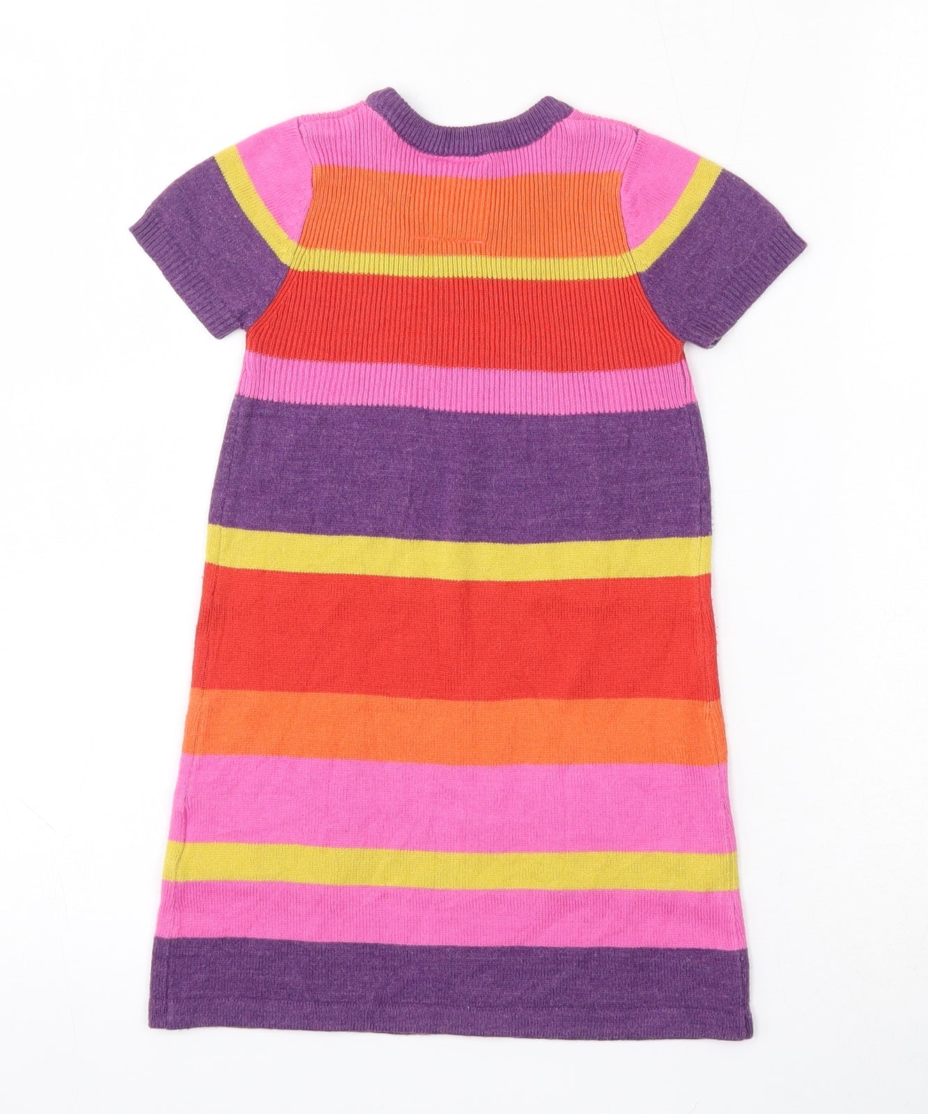 John Lewis Girls Multicoloured Colourblock Acrylic Jumper Dress  Size 2 Years  Round Neck