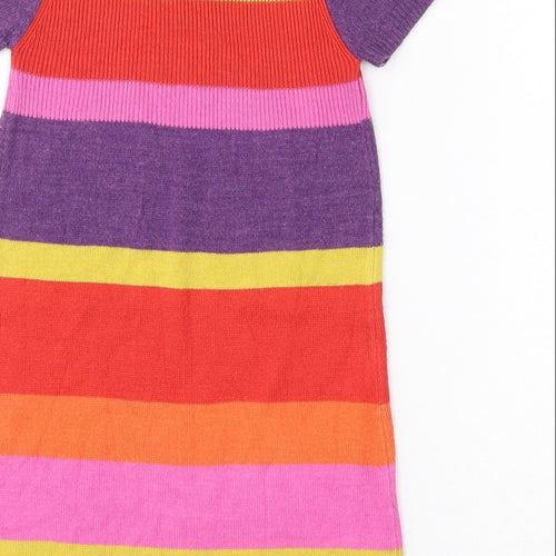 John Lewis Girls Multicoloured Colourblock Acrylic Jumper Dress  Size 2 Years  Round Neck