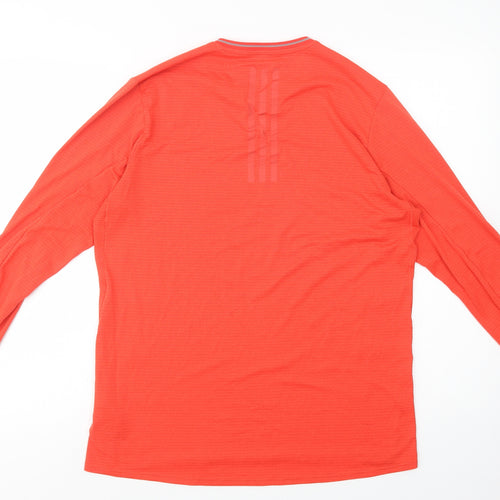 adidas Mens Orange  Polyester Pullover T-Shirt Size M Crew Neck Pullover