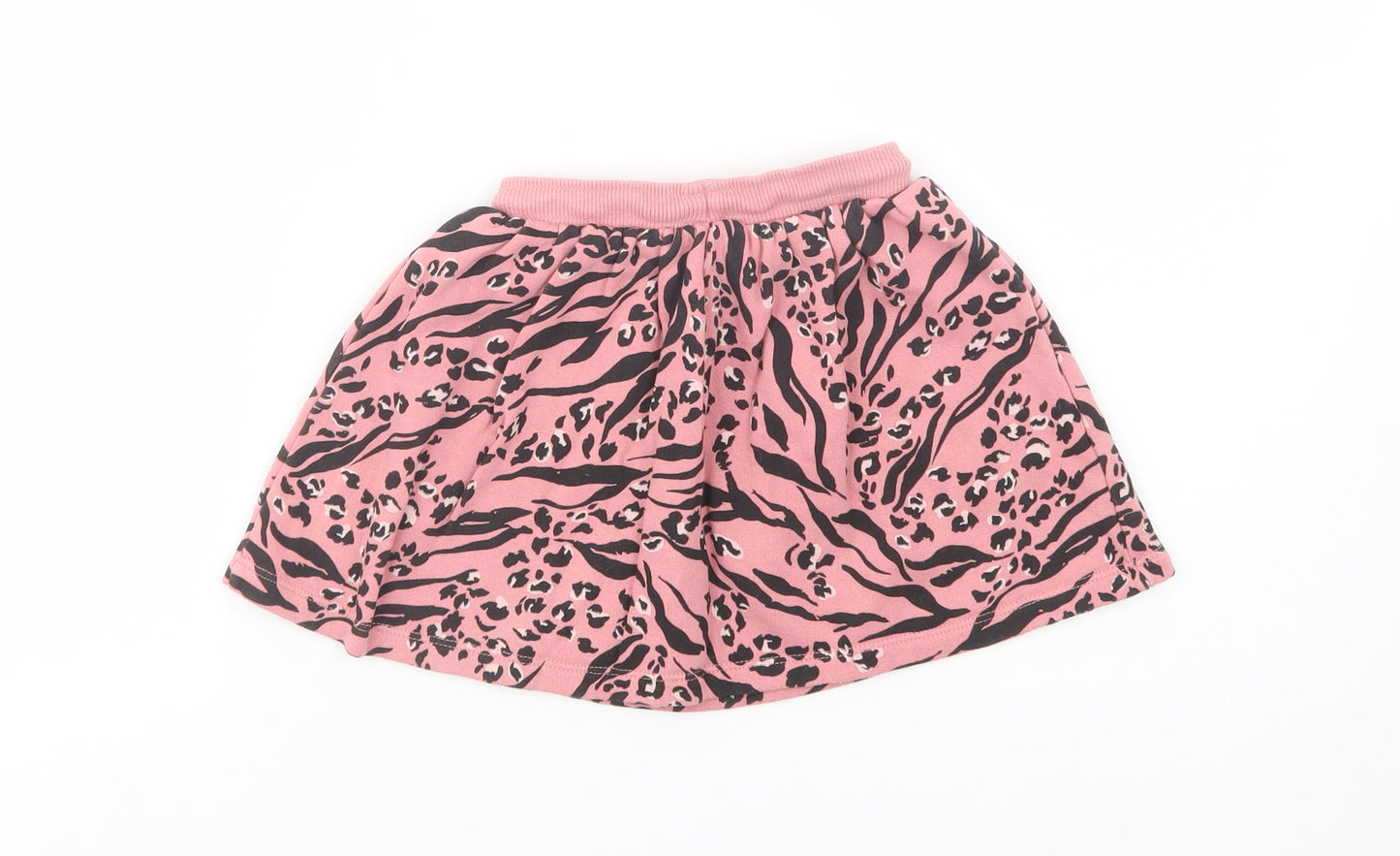 NEXT Girls Pink Animal Print Cotton Skater Skirt Size 2-3 Years  Regular Drawstring