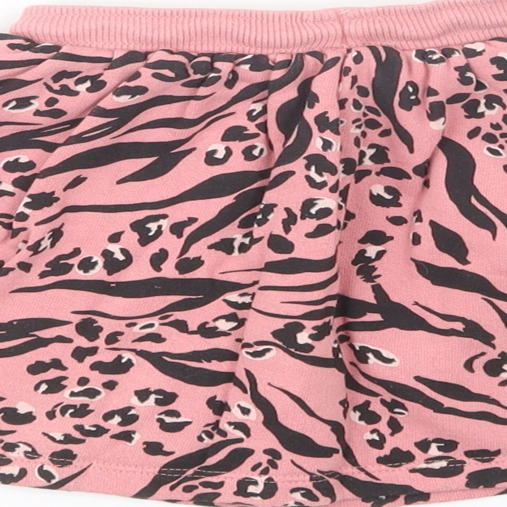 NEXT Girls Pink Animal Print Cotton Skater Skirt Size 2-3 Years  Regular Drawstring