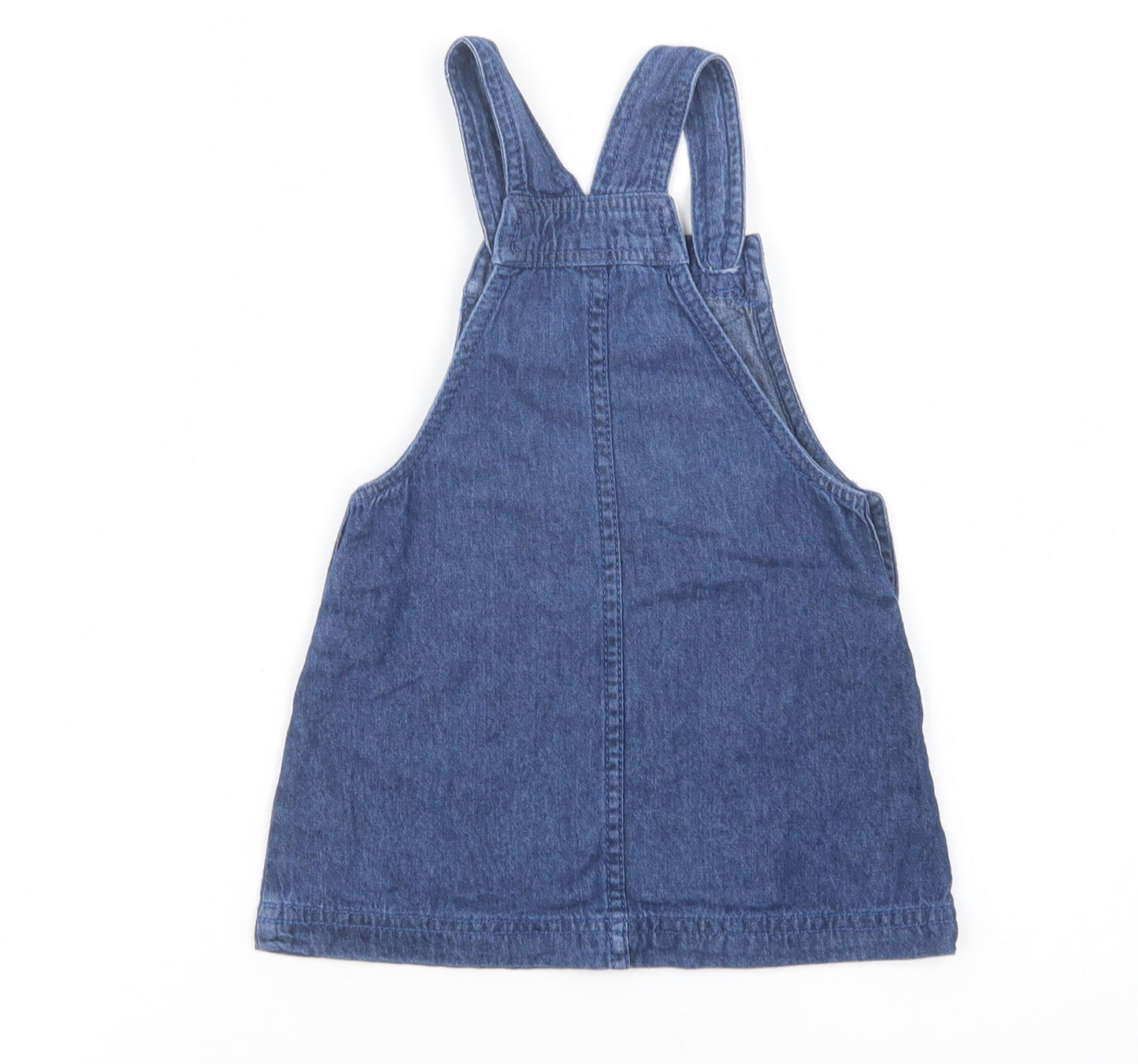 Cynthia Rowley Girls Blue  Cotton Pinafore/Dungaree Dress  Size 2 Years  Square Neck Button