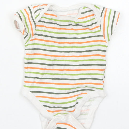 George Baby Green Striped Cotton Babygrow One-Piece Size 3-6 Months  Button - Orange